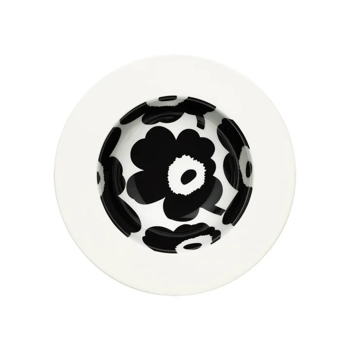 Marimekko - Oiva Unikko deep plate, Ø 20 cm, white / black