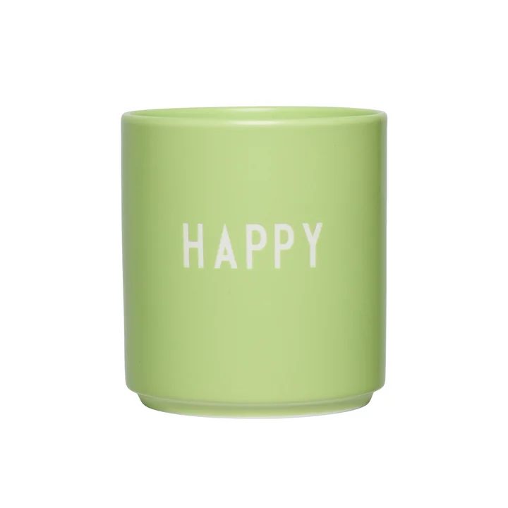 Design Letters - AJ Favourite Porcelain mug, Happy / shadow lime