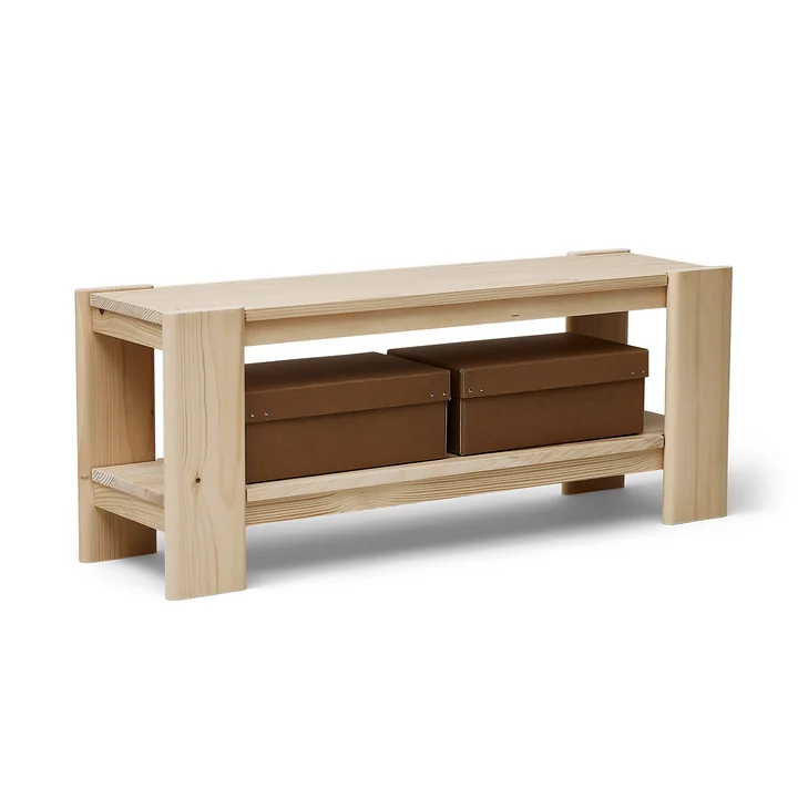 Form & Refine - Beam bench, 112 cm, matt lacquered pine