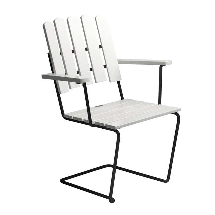 Grythyttan - A2 garden armchair, white lacquered oak / black