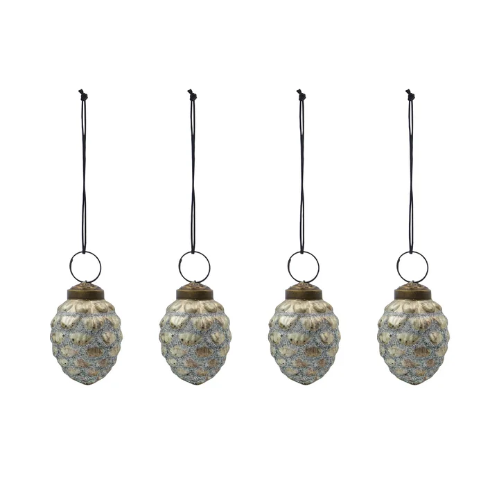 House Doctor - Cone Ornaments, Ø 4 cm, antique silver, (set of 4)