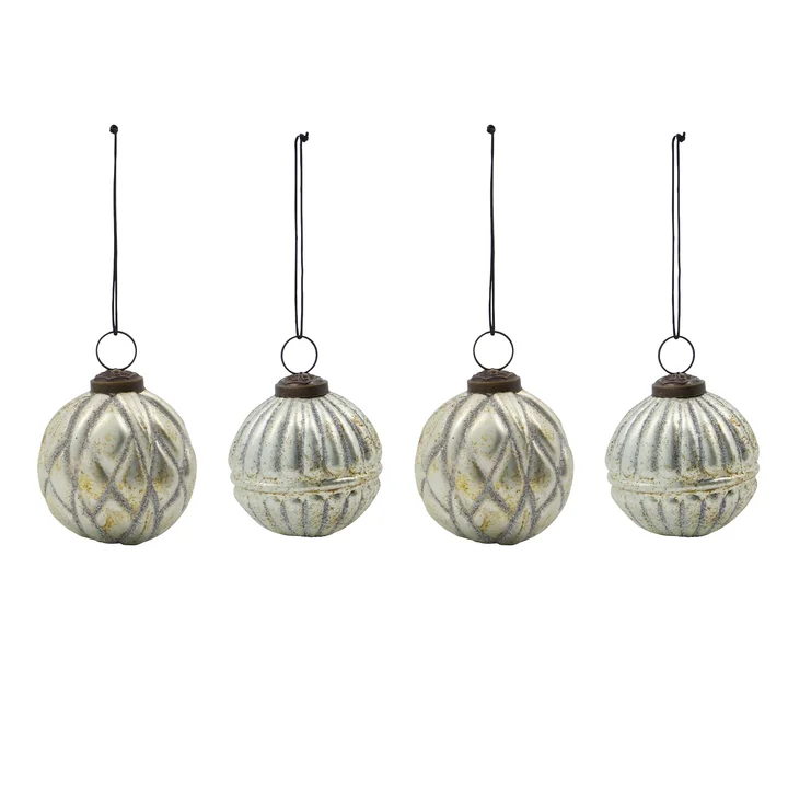 House Doctor - Rhomb Ornaments, Ø 7.5 cm, antique silver