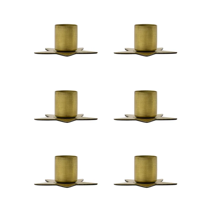 House Doctor - Stage Candlestick Ø 6 x 3 cm, antique brass (set of 6)
