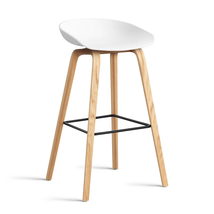 HAY - About A Stool AAS 32 H 85 cm, lacquered oak / black / white 2. 0 (plastic glides)
