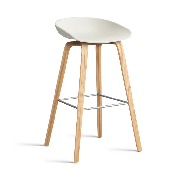 HAY - About A Stool AAS 32 H 85 cm, lacquered oak / stainless steel / melange cream 2. 0