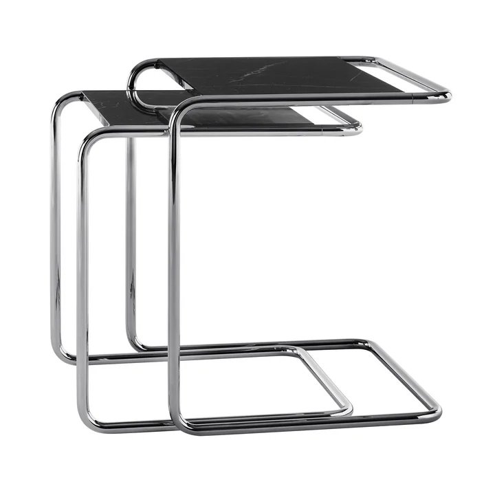 Thonet - B 97 Serious Set of tables, titanium / marble Nero Marquina (set of 2) (JS. by Jil Sander)