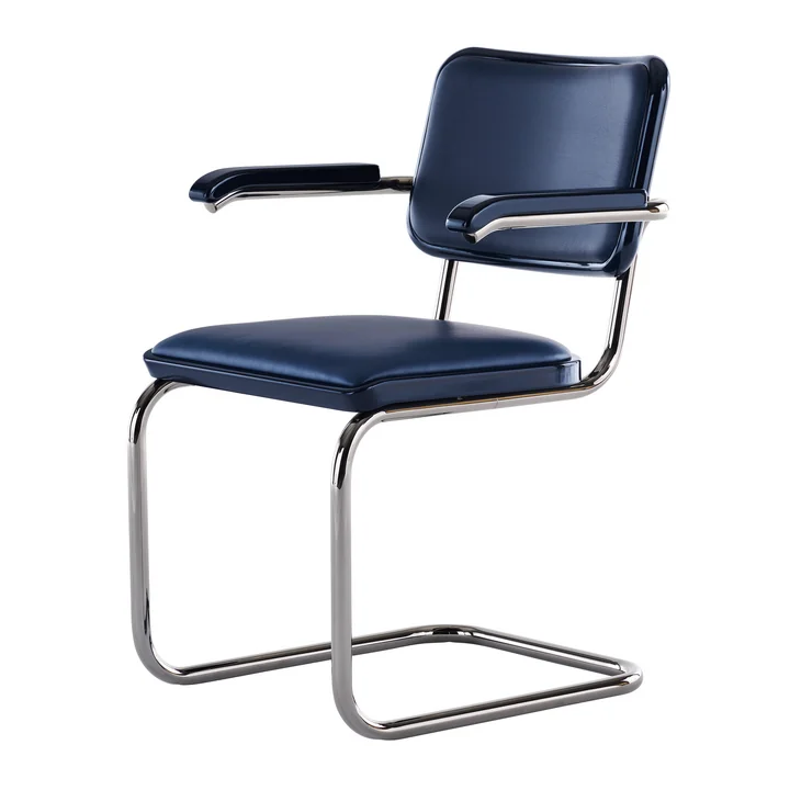 Thonet - S 64 P Serious Armchair, titanium / graphite-blue (JS. by Jil Sander)