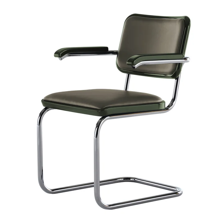 Thonet - S 64 P Serious Armchair, titanium / graphite-green (JS. by Jil Sander)