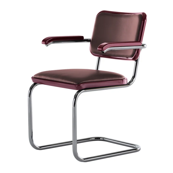 Thonet - S 64 P Serious Armchair, titanium / graphite ruby red (JS. by Jil Sander)