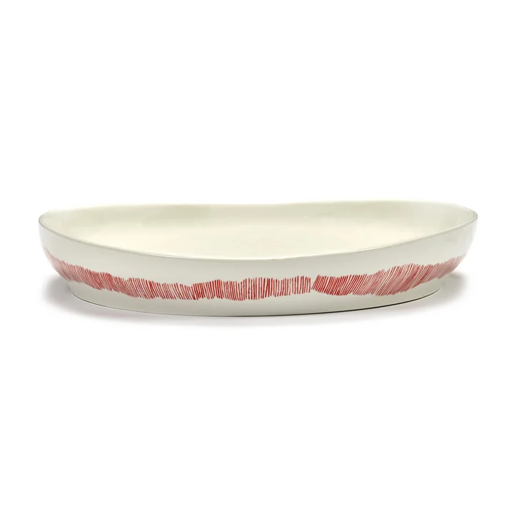 Serax - Feast serving bowl M, white / red stripes