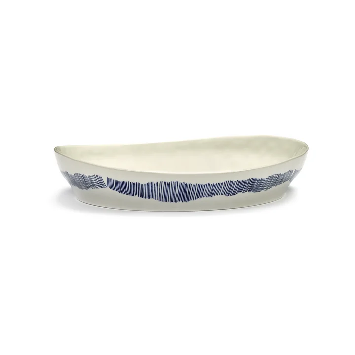 Serax - Feast serving bowl S, white / blue stripes