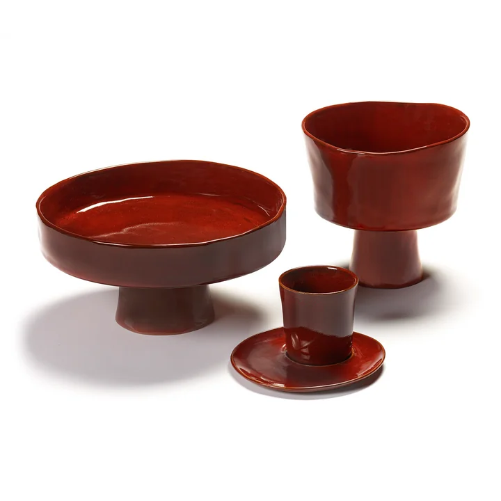 Serax - La Mère deep plate with foot L, venetian red