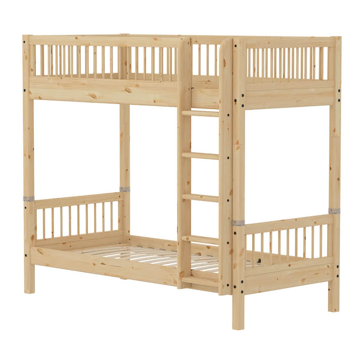 Flexa - Raw bunk bed with crossbars, 90 x 200 cm, pine wood