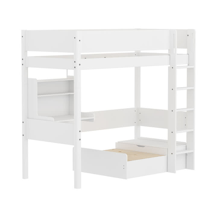 Flexa - White loft bed with desk, h 184 cm, white