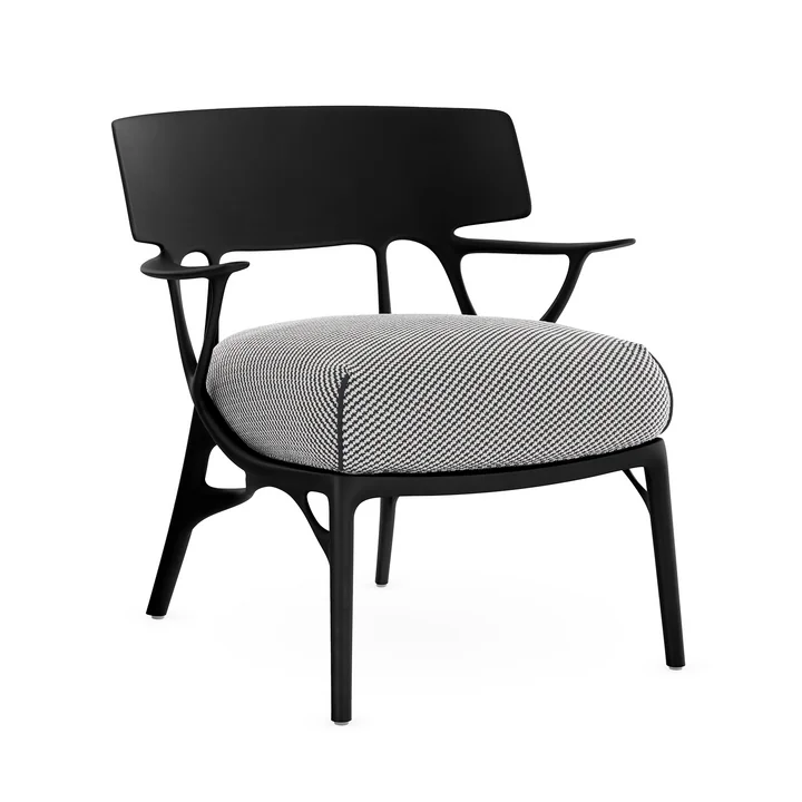 Kartell - A.I. Outdoor Lounge Chair, black / white-black (fabric twill)
