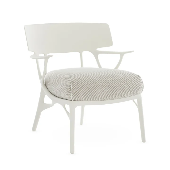 Kartell - A.I. Outdoor Lounge Chair, white / white-beige (fabric twill)