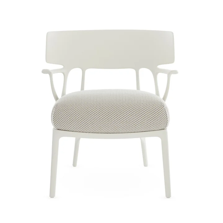 Kartell - A.I. Outdoor Lounge Chair, white / white-beige (fabric twill)