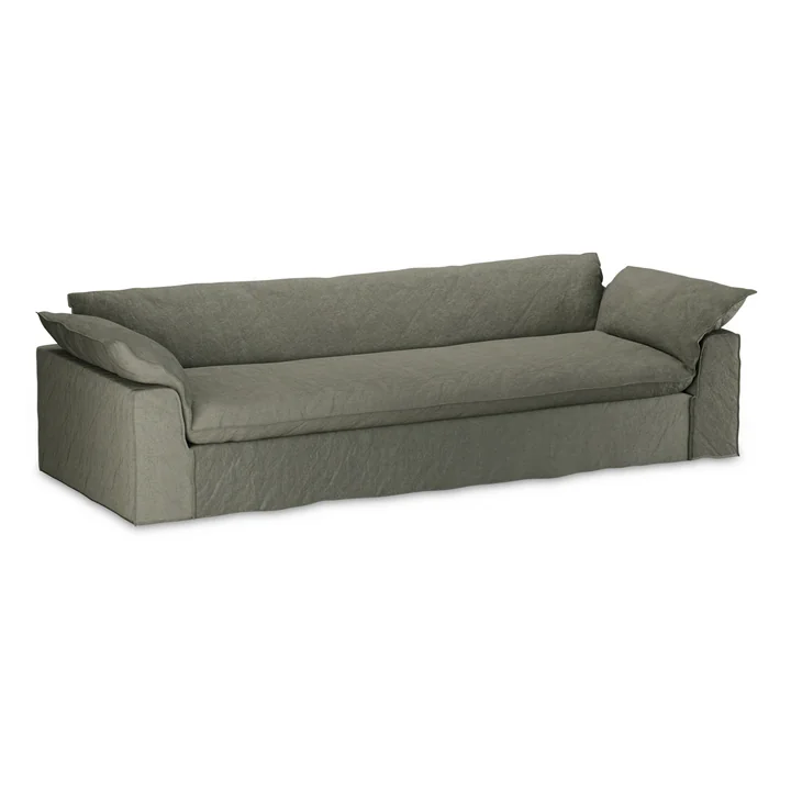 HKliving - Nomad sofa, 4-seater, linen / army green