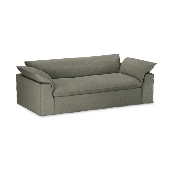 HKliving - Nomad sofa, 3-seater, linen / army green