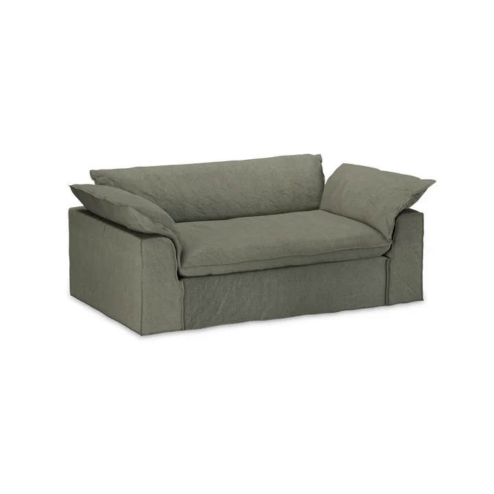 HKliving - Nomad sofa, 2-seater, linen / army green
