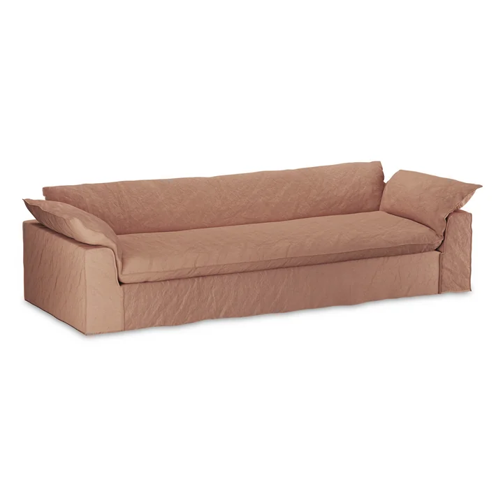 HKliving - Nomad sofa, 4-seater, linen / dusty rose