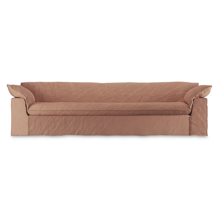 HKliving - Nomad sofa, 4-seater, linen / dusty rose, frontal