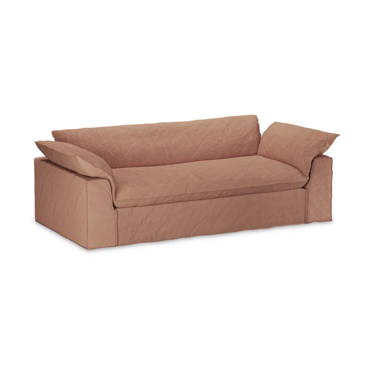 HKliving - Nomad sofa, 3-seater, linen / dusty rose