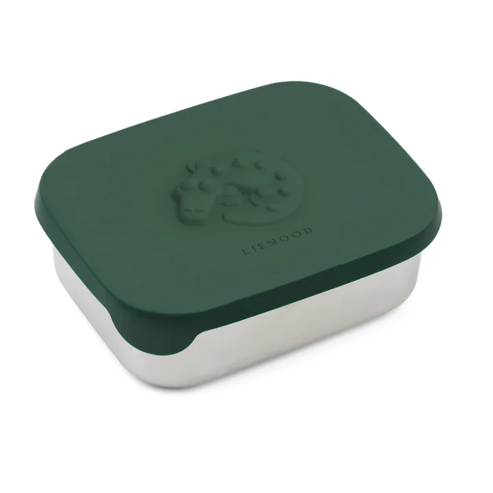 LIEWOOD - Arthur lunch box with lid, stainless steel, crocodile, garden green