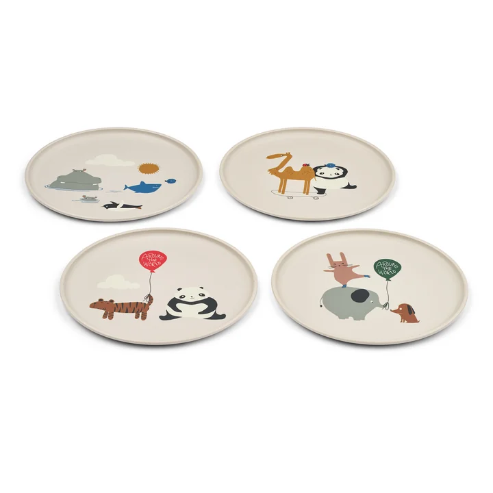 LIEWOOD - Remco plate, Around the world, sandy (set of 4)