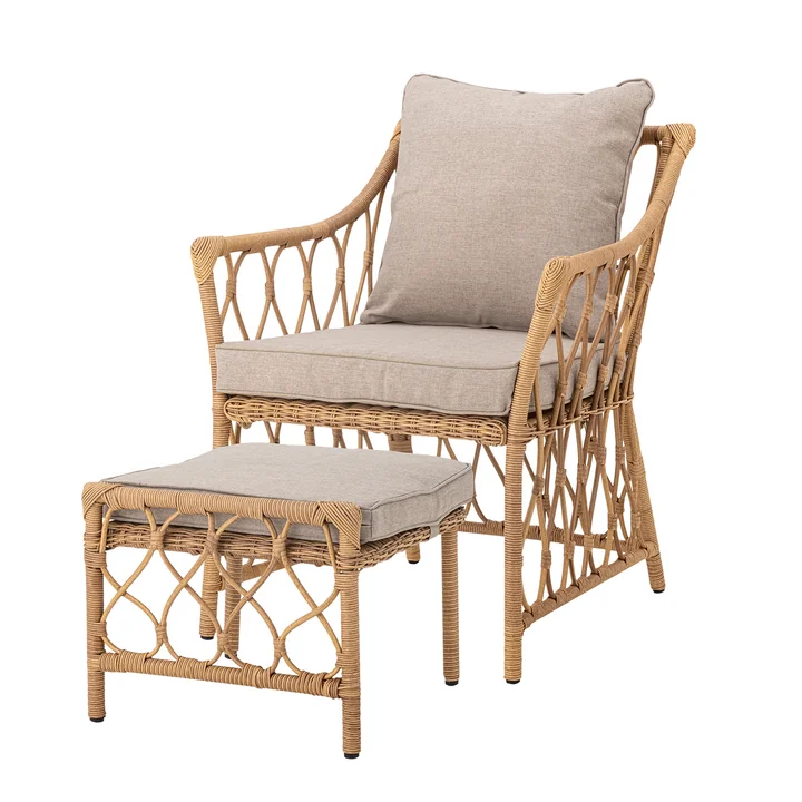 Bloomingville - Belluce lounge chair with stool, natural