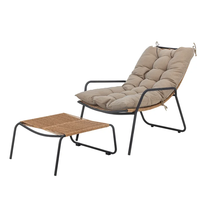Bloomingville - Boel deck chair with stool, natural