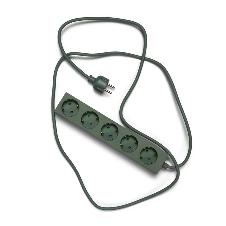 Pedestal - Power Beam, 2 meter multiple socket outlet, mossy green