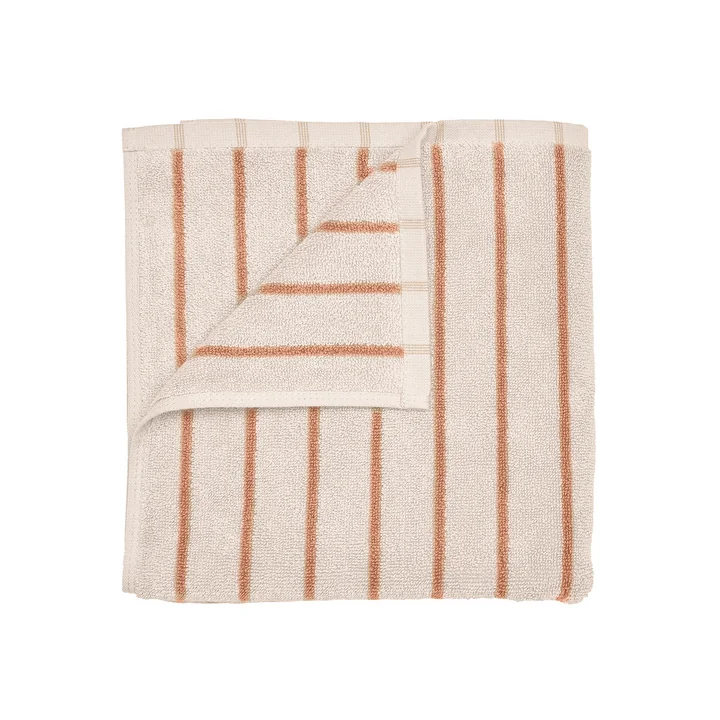 Blomus - Arto Bath towel, 140 x 70 cm, thin stripes, moonbeam / amber brown