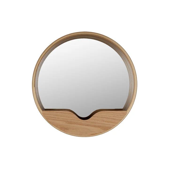 Zuiver - Round Wall Wall mirror Ø 40 cm, oak veneer
