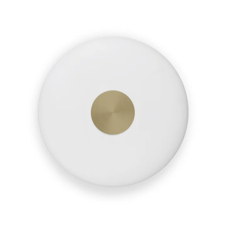 Northern - Glint LED wall light, large, opal white / brass, Ø 36 cm
