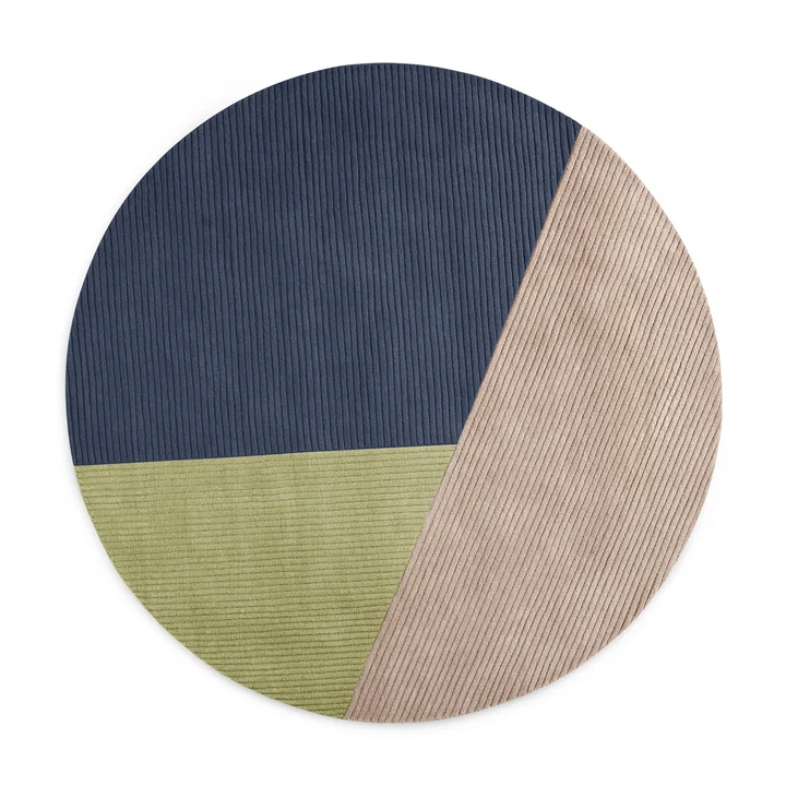 Northern - Row wool rug, Ø 200 cm, caviar, tuscany, tapenade