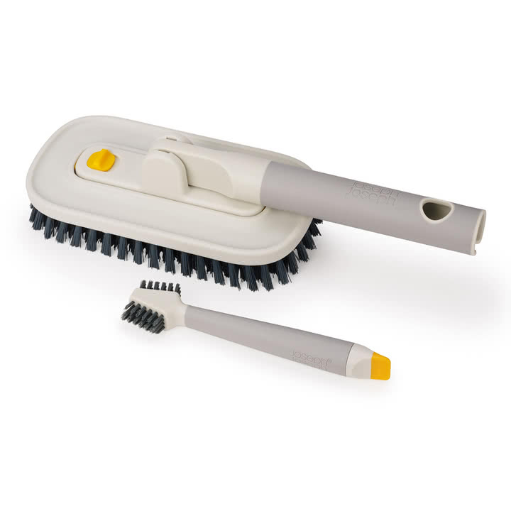 Joseph Joseph - CleanTech brush set with scrubbing brush and tile brush, light stone
