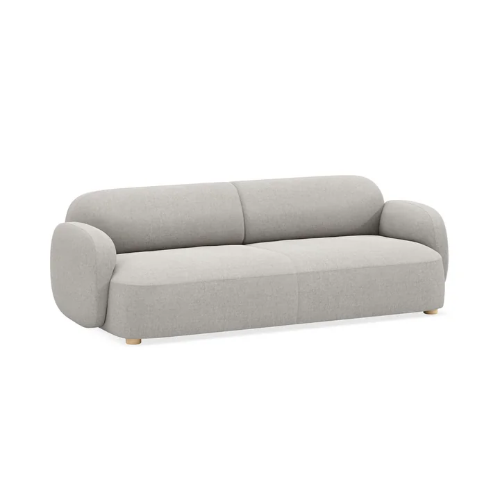Northern - Gem 3-seater sofa, 220 x 97 cm, light oiled oak / aluminum grey ( Nevotex Grace )