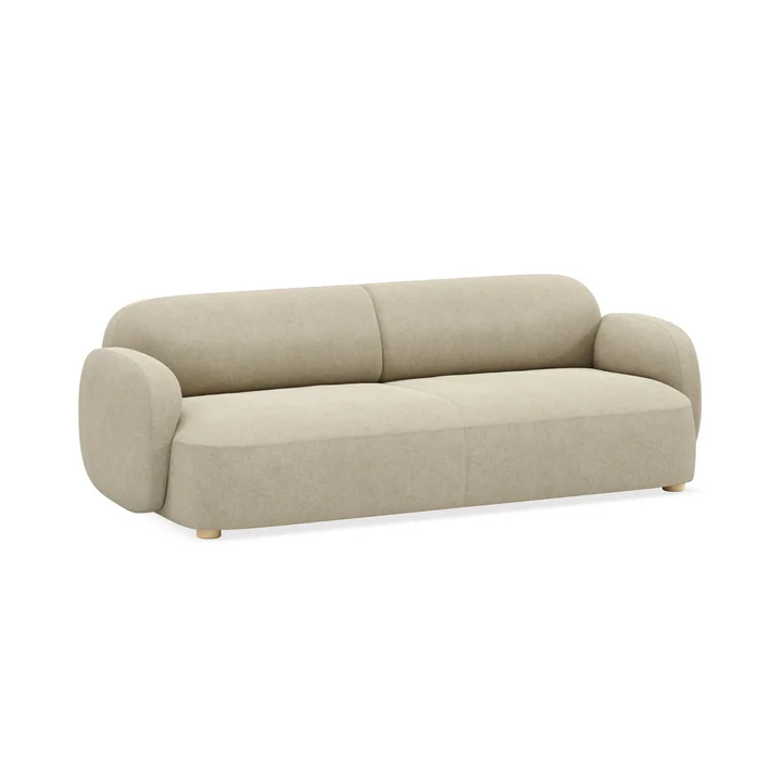 Northern - Gem 3-seater sofa, 220 x 97 cm, light oiled oak / sand ( Nevotex Grace )