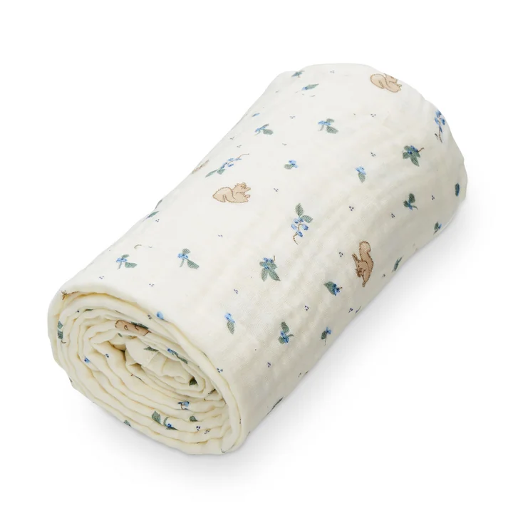 Cam Cam Copenhagen - Muslin blanket, 100 x 100 cm, blueberries