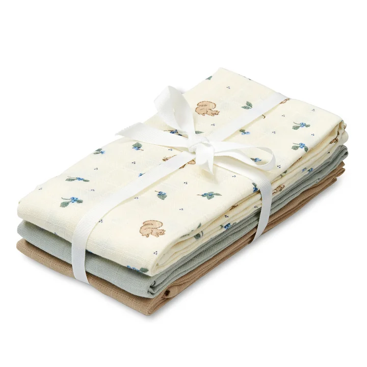 Cam Cam Copenhagen - Muslin cloths, made from organic cotton (set of 3), blueberries