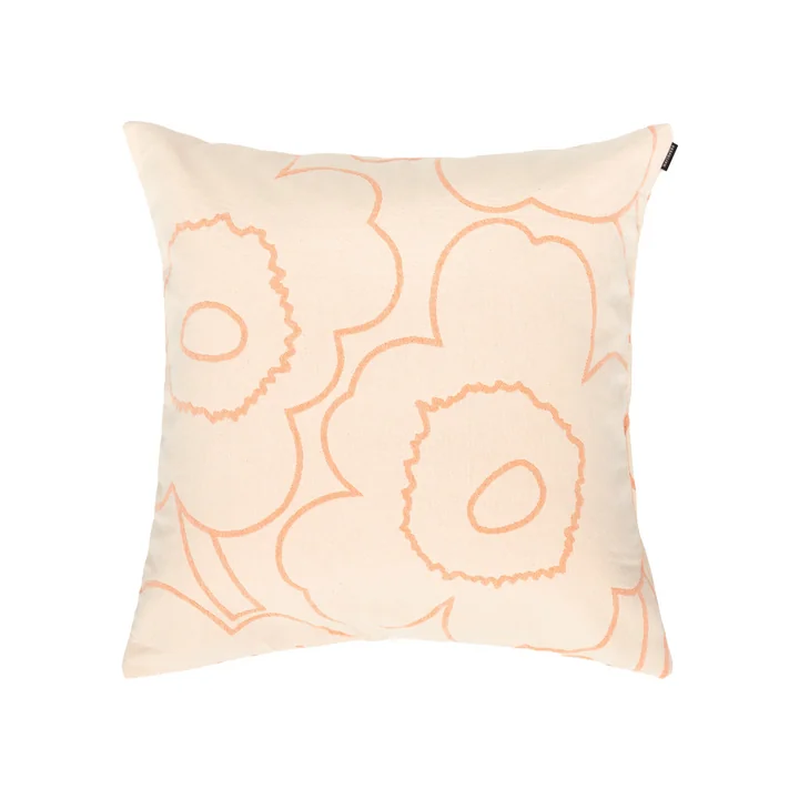 Piirto Unikko cushion cover, 60 x 60 cm, off-white / peach (fall / winter 2025) by Marimekko