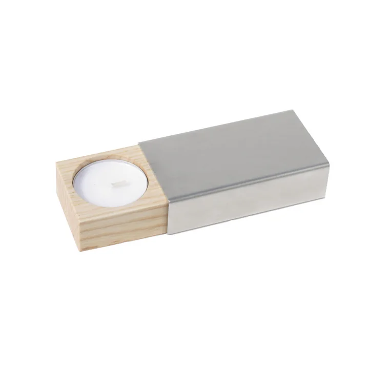 side by side - Two of us Candle holder, 9.2 x 5 cm, silver