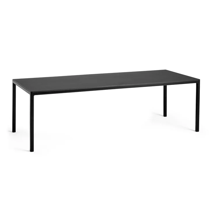 Hay - T12 conference table, 250 x 95 cm, linoleum black / black