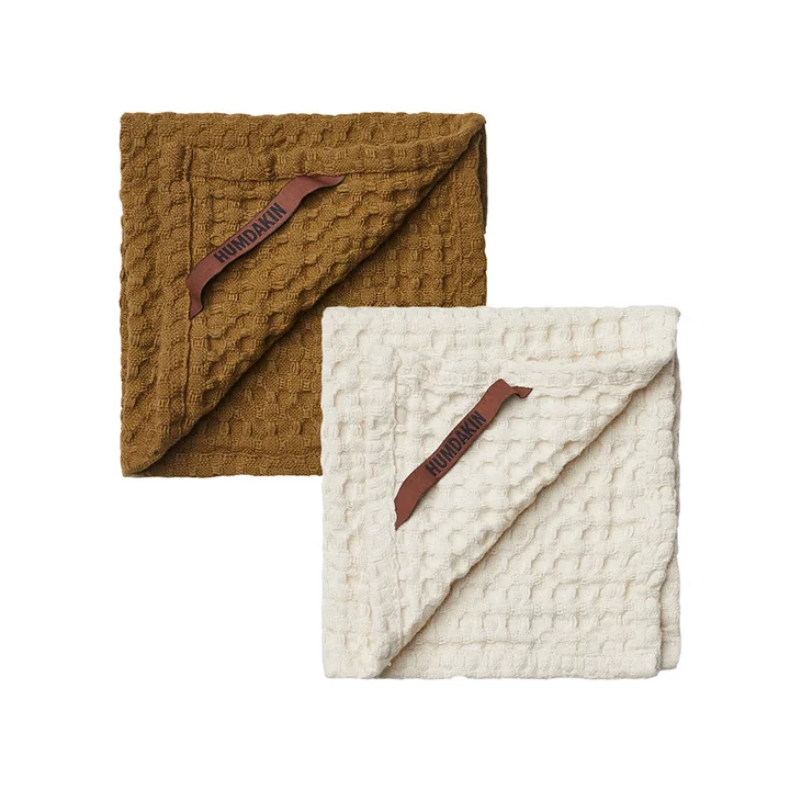 Humdakin - Dishcloth with waffle structure, 28 x 28 cm, sunset & shell (set of 2)
