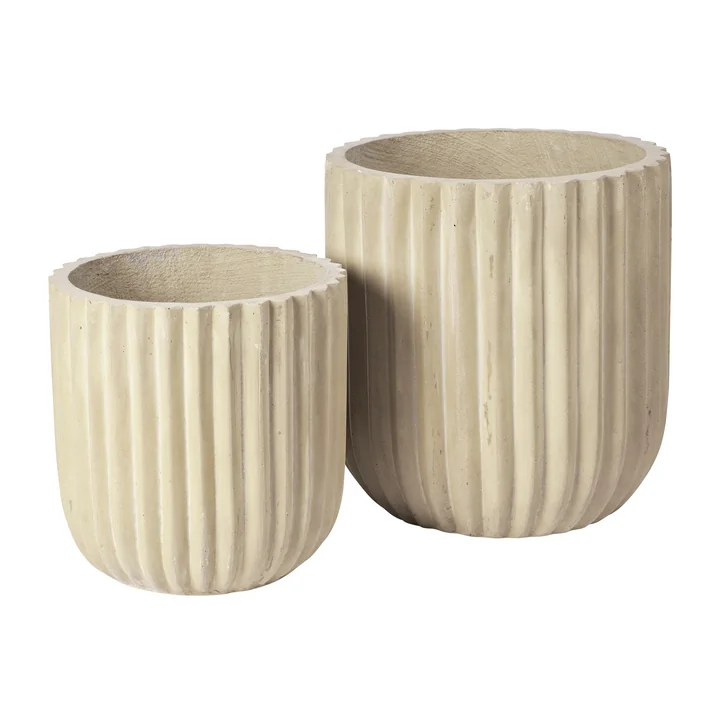 Broste Copenhagen - Fiber Plant pot, Ø 37 x 37 cm, antique beige
