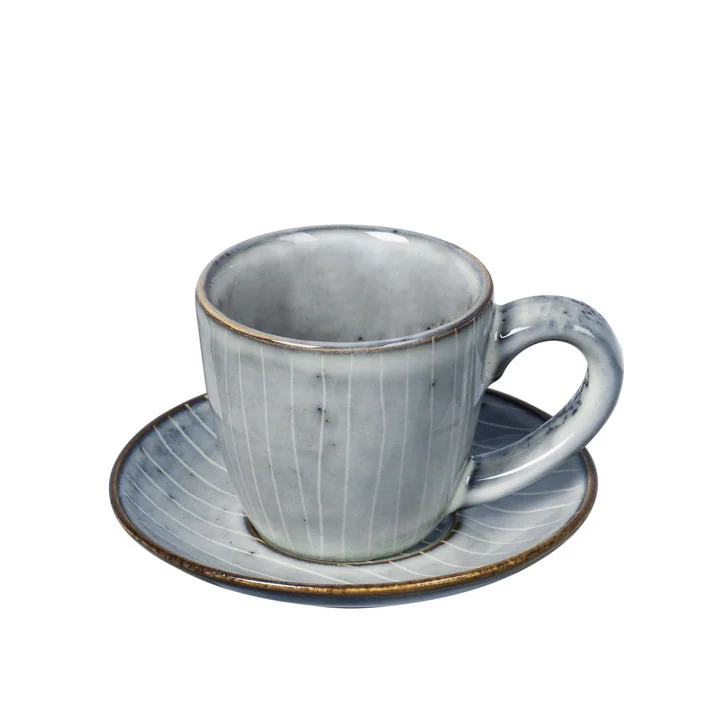 Broste Copenhagen - Nordic Sea espresso cup with saucer, 5 cl, soft blue