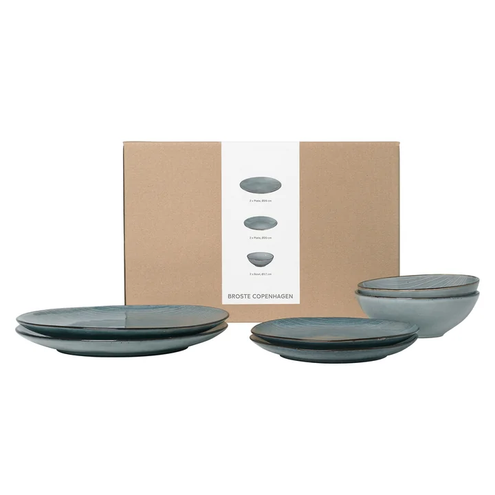 Broste Copenhagen - Nordic Sea Tableware set, soft blue (6 pcs.)