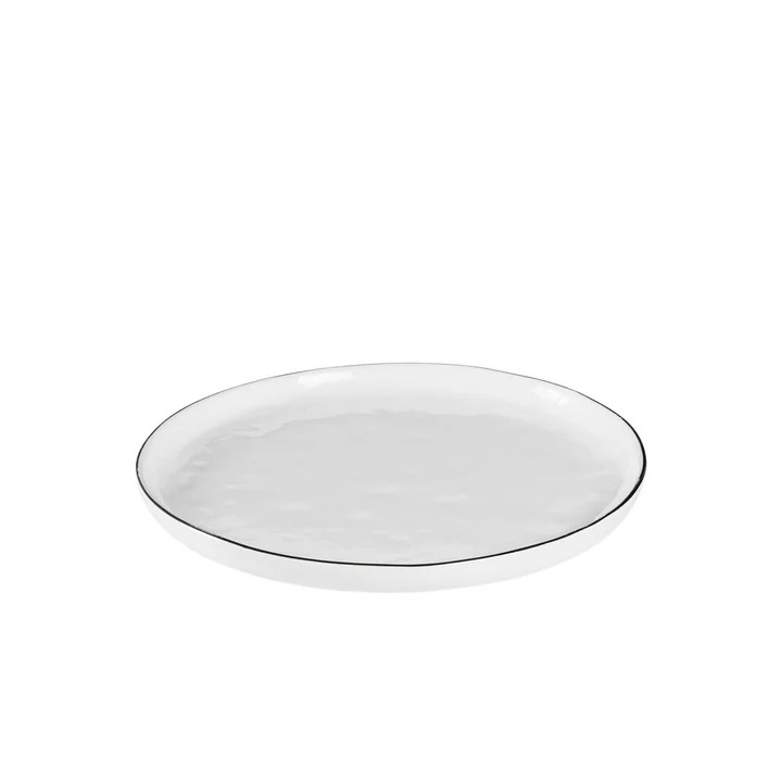 Broste Copenhagen - Salt Dessert plate, Ø 18 cm, white / black