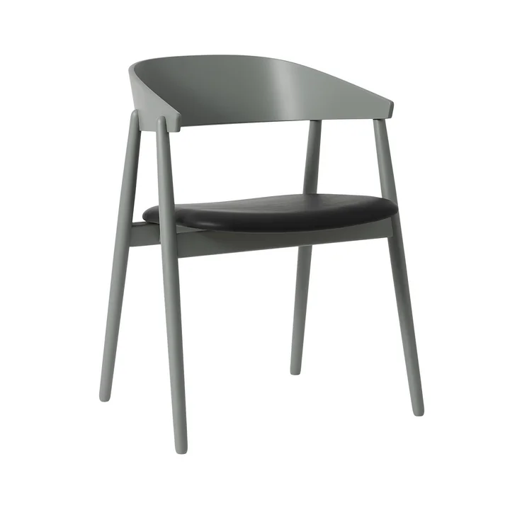 Andersen Furniture - AC2 Chair, beech gray RAL 7042 lacquered / PU leather black